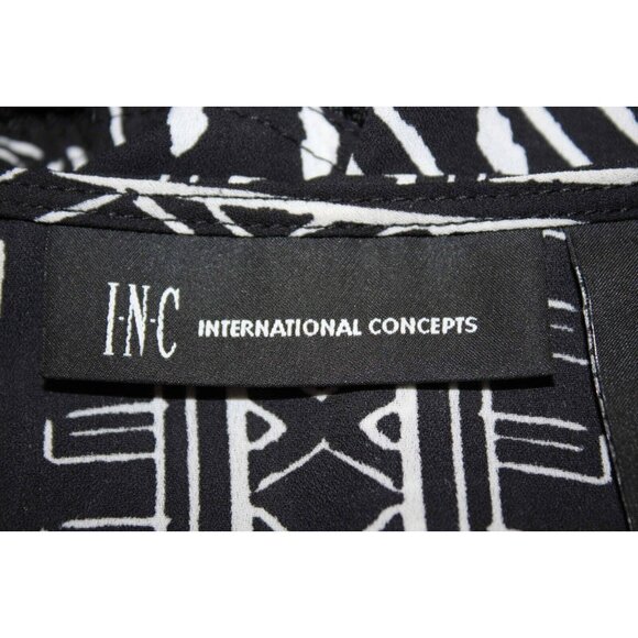 INC Sz L Black White Kimono Sleeve Fringe Detail Open 100% Polyester Wrap - Picture 5 of 5